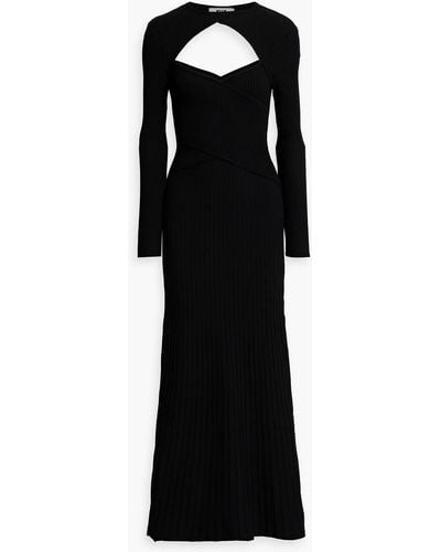 MSGM Cutout Ribbed-knit Maxi Dress - Black