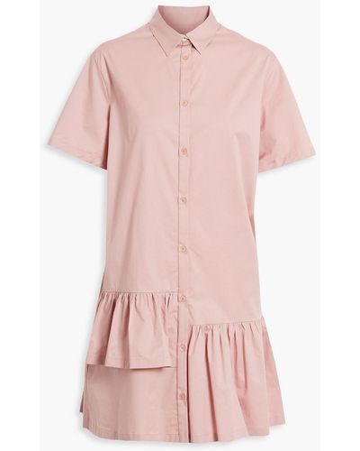 Paul Smith Gathered Cotton-blend Twill Mini Shirt Dress - Pink