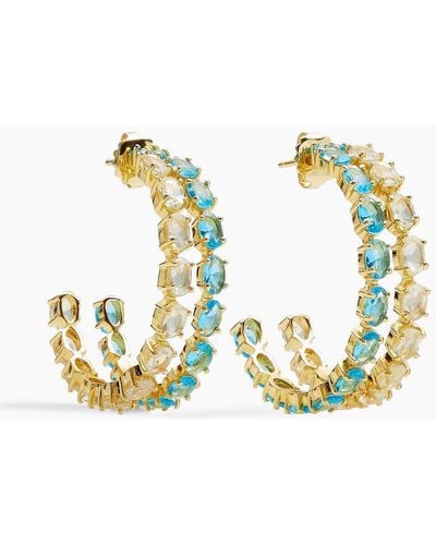 Bounkit Gold-tone Quartz Hoop Earrings - Blue