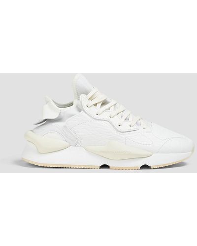 Y-3 Kaiwa Pebbled-leather And Neoprene Sneakers - White