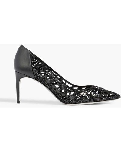 Rene Caovilla Isabel Embellished Laser-cut Suede Court Shoes - Black