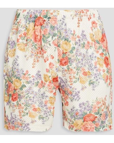 John Elliott Practice Floral-print Mesh Drawstring Shorts - White