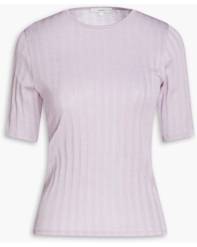 Vince Ribbed Cotton-jersey T-shirt - Purple