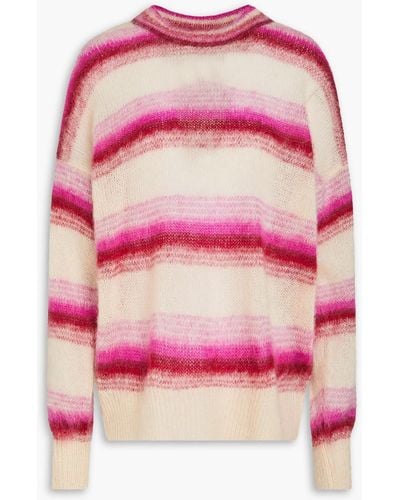 Isabel Marant Drussel Striped Mohair-blend Jumper - Pink