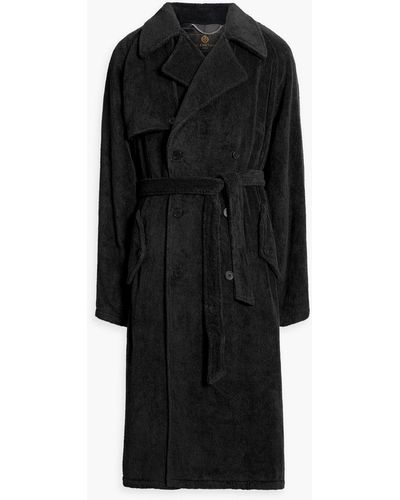 Balenciaga Oversized Cotton-terry Trench Coat - Black