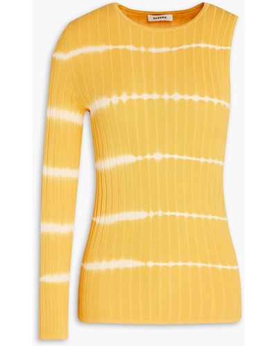 Sandro Bali One-sleeve Striped Ribbed-knit Top - Yellow