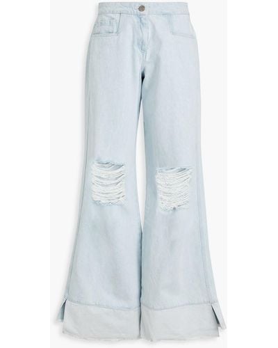 16Arlington Rowena Distressed Denim Wide-leg Jeans - Blue
