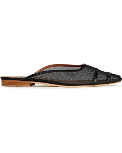 Malone Souliers Toni Leather-trimmed Mesh Slippers - Black