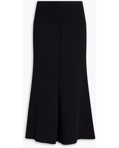 Tory Burch Ribbed-knit Midi Skirt - Black