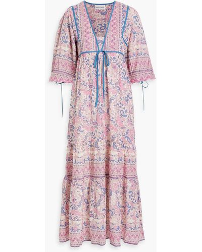 Antik Batik Helen Paisley-print Cotton-voile Maxi Dress - Pink