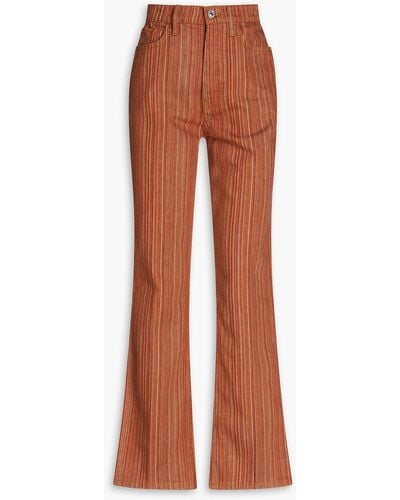 RE/DONE 70s Striped High-rise Bootcut Jeans - Brown
