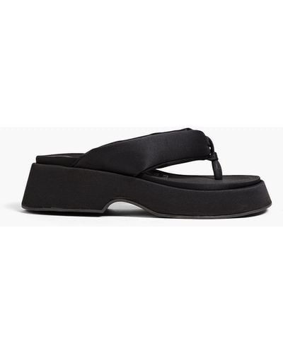 Ganni Padded Satin Platform Sandals - Black