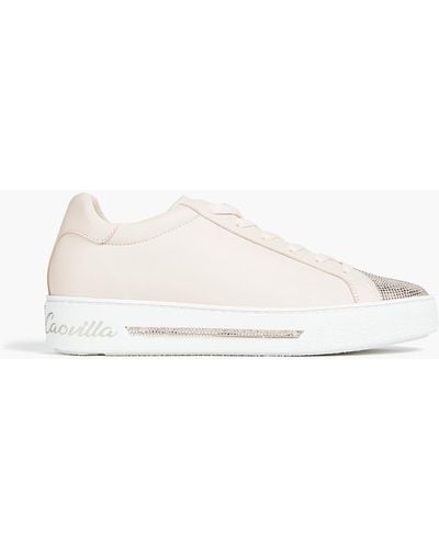 Rene Caovilla Crystal-embellished Leather Sneakers - Multicolour