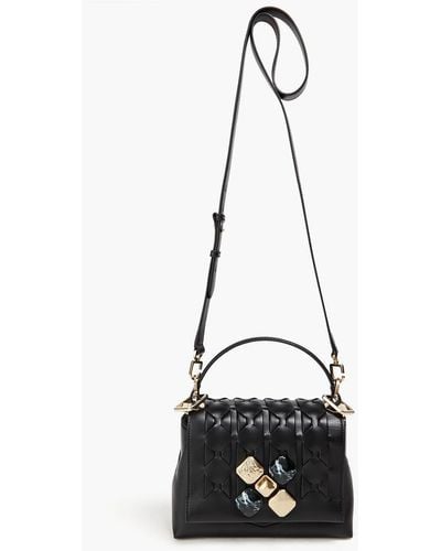 Serapian 1928 Embellished Woven Leather Tote - Black