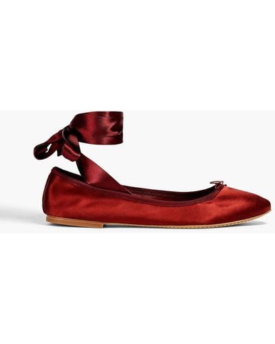 Tory Burch Elodie Embellished Satin Ballet Flats - Red