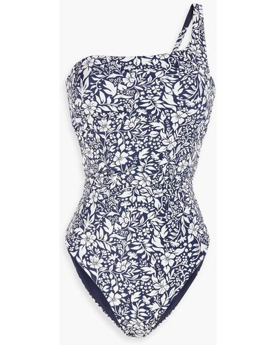 Onia Wren One-shoulder Floral-print Swimsuit - White