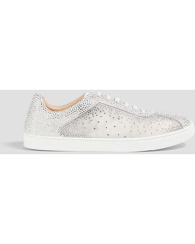 Gianvito Rossi Crystal-embellished Mesh And Suede Trainers - White