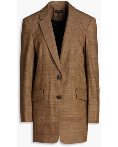 Rag & Bone Marisa Prince Of Wales Checked Wool-blend Tweed Blazer - Brown