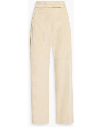 Brunello Cucinelli Cotton-corduroy Wide-leg Trousers - Natural