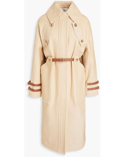 Tory Burch Belted Cotton-blend Coat - Natural