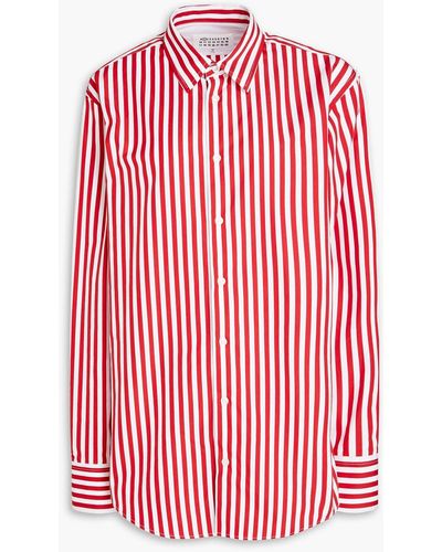 Maison Margiela Striped Cotton-poplin Shirt - Red