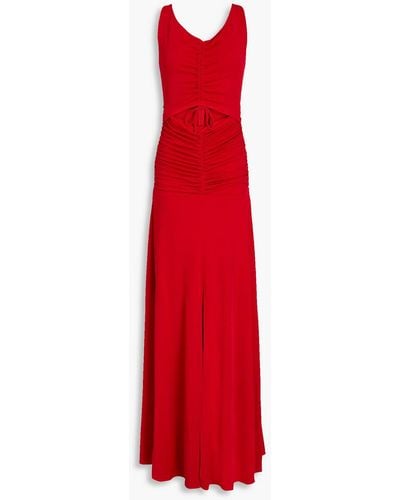 Zac Posen Ruched Cutout Jersey Gown - Red