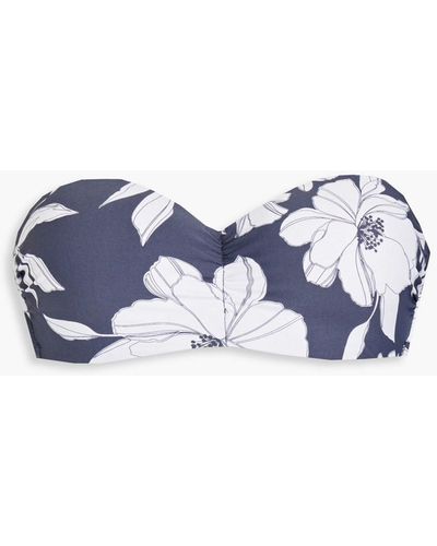 Seafolly Floral-print Bandeau Bikini Top - Blue