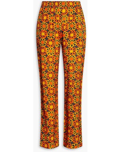 Simon Miller Floral-print Satin-twill Wide-leg Pants - Orange
