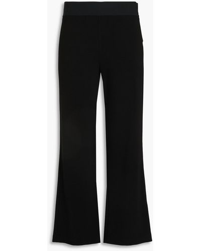 Emporio Armani Cropped Ribbed Jersey Flared Trousers - Black