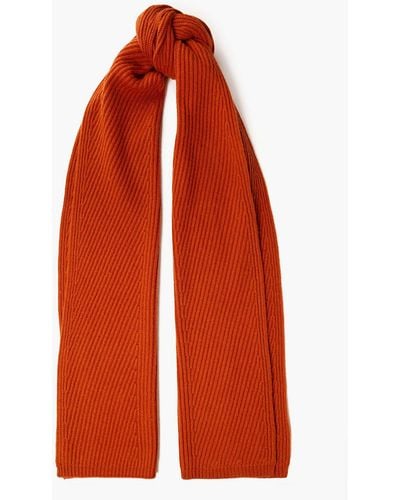 JOSEPH Ribbed Cotton, Wool And Cashmere-blend Scarf - Orange