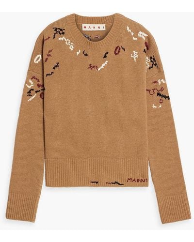Marni Pullover aus wolle mit stickereien - Natur