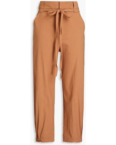 A.L.C. Dylan Cropped Linen-blend Tapered Trousers - Orange