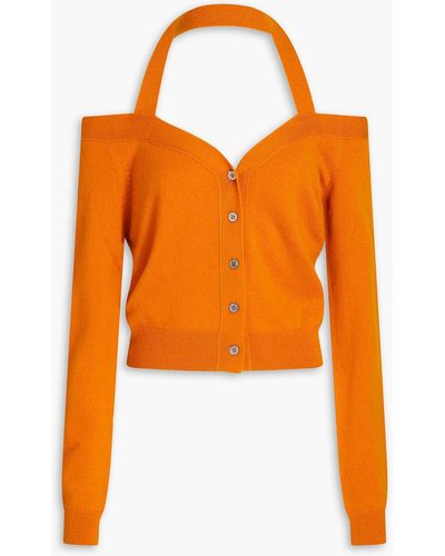 Zeynep Arcay Cold-shoulder Cashmere Cardigan - Orange
