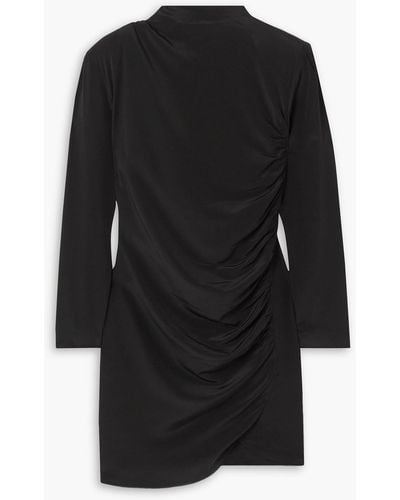 Envelope Jet Draped Silk Crepe De Chine Mini Dress - Black