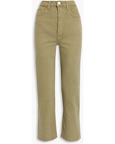 RE/DONE Cropped High-rise Straight-leg Jeans - Green