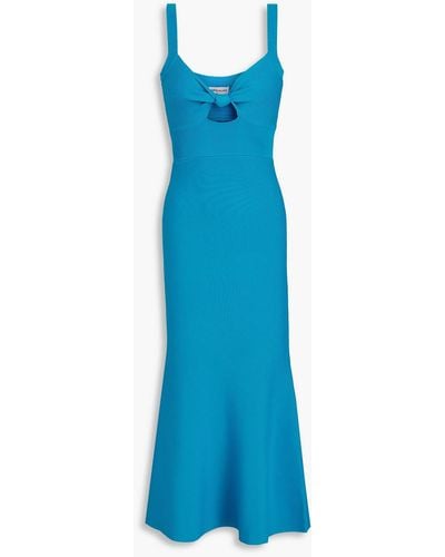 Rebecca Vallance Alma Knotted Cutout Ribbed-knit Midi Dress - Blue