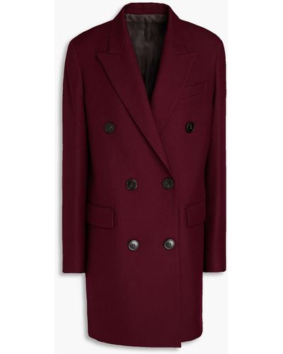 Theory Double-breasted Wool-blend Twill Coat - Purple