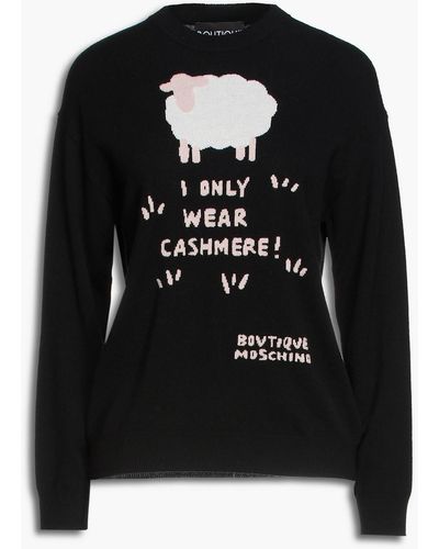 Boutique Moschino Pullover aus einer woll-kaschmirmischung mit intarsienmuster - Schwarz