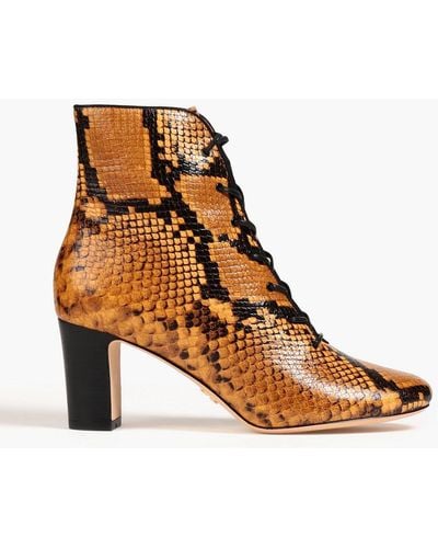 Tory Burch Vienna 70 Snake-effect Leather Ankle Boots - Brown