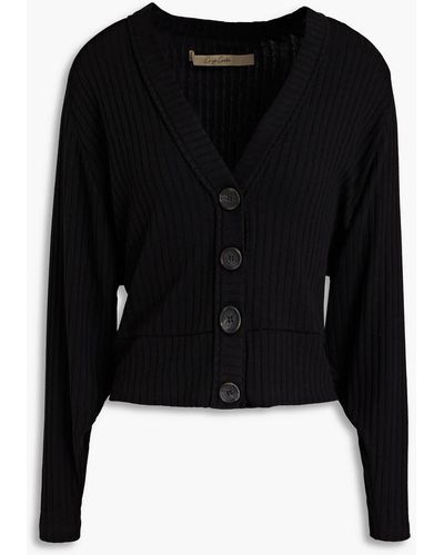 Enza Costa Ribbed-knit Cardigan - Black