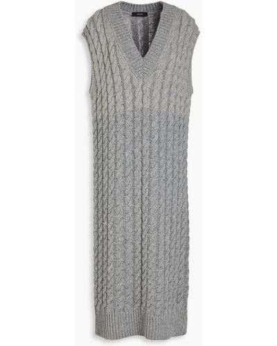 JOSEPH Cable-knit Wool-blend Midi Dress - Grey