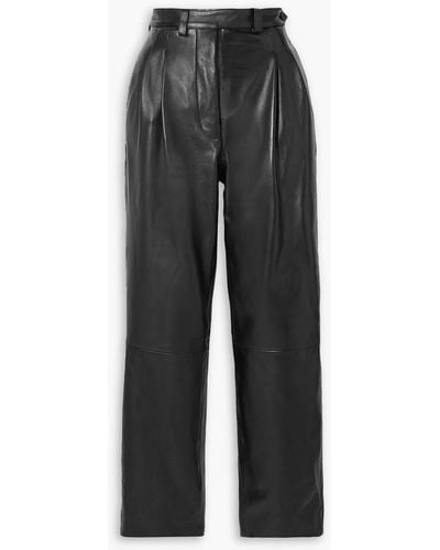 Giuliva Heritage Cornelia Leather Straight-leg Trousers - Black