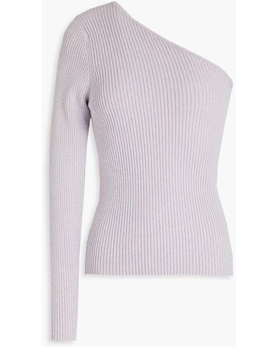 REMAIN Birger Christensen One-sleeve Ribbed-knit Sweater - Purple