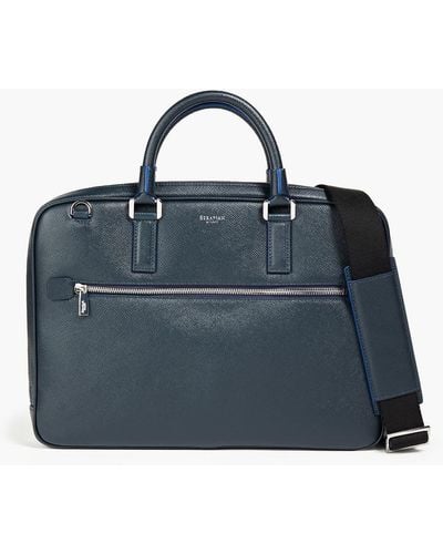 Serapian Textured-leather Briefcase - Blue