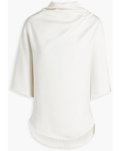 Petar Petrov Coral Satin Turtleneck Top - White