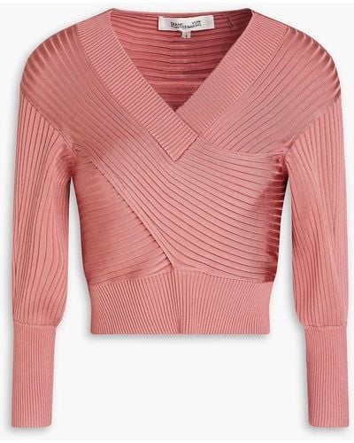 Diane von Furstenberg Cropped Ribbed-knit Jumper - Pink