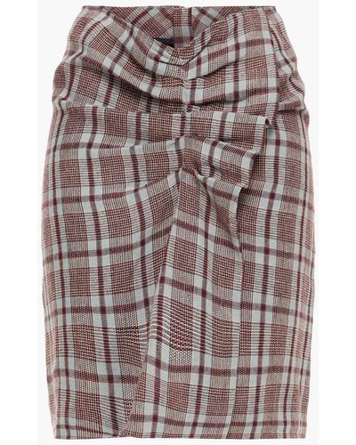 Isabel Marant Wrap-effect Ruched Checked Linen Mini Skirt - Grey