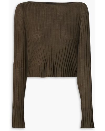 ATM Cropped Ribbed Wool Jumper - Green
