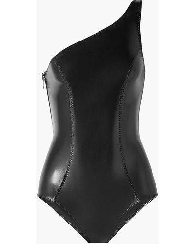 Lisa Marie Fernandez Arden One-shoulder Stretch-pvc Swimsuit - Black