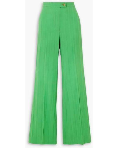 Giuliva Heritage Laura Striped Wool Straight-leg Trousers - Green